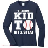I Teach My Kid To Hit & Steal Baseball Women's Long Sleeve Shirt thumb 0