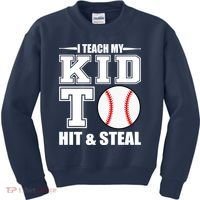 I Teach My Kid To Hit & Steal Baseball Kids Sweatshirt thumb 0