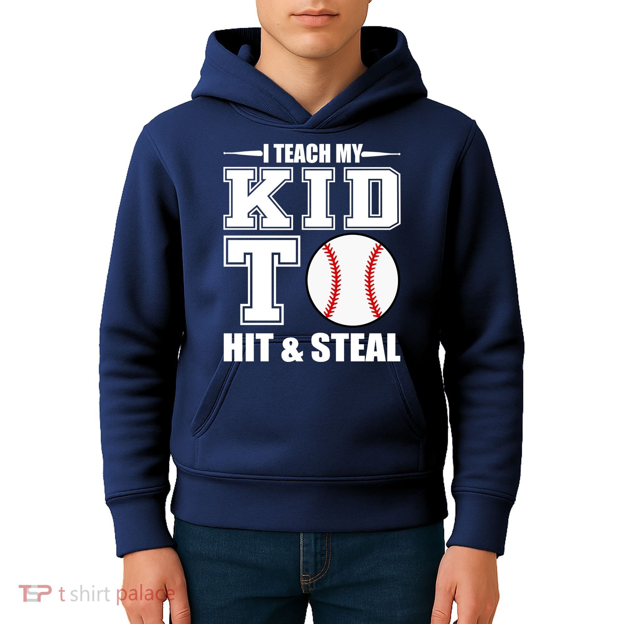 I Teach My Kid To Hit & Steal Baseball Kids Hoodie