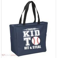 I Teach My Kid To Hit & Steal Baseball Tote Bag thumb 2