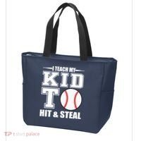 I Teach My Kid To Hit & Steal Baseball Tote Bag thumb 3