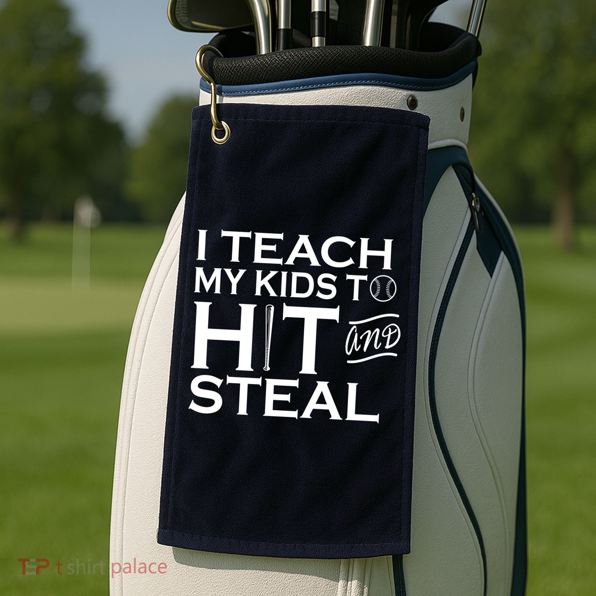 I Teach My Kids To Hit And Steal Golf Towel