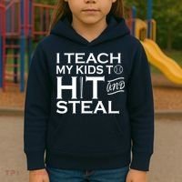 I Teach My Kids To Hit And Steal Kids Hoodie thumb 3