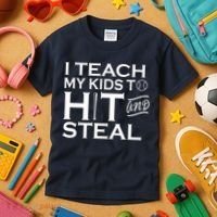 I Teach My Kids To Hit And Steal Kids T-Shirt thumb 3