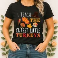 I Teach The Cutest Little Turkeys Women's T-Shirt thumb 2