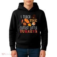 I Teach The Cutest Little Turkeys Kids Hoodie thumb 4