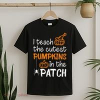 I Teach The Cutest Pumpkins in the Patch Halloween Teacher T-Shirt thumb 2