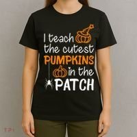 I Teach The Cutest Pumpkins in the Patch Halloween Teacher T-Shirt thumb 4