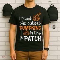 I Teach The Cutest Pumpkins in the Patch Halloween Teacher T-Shirt thumb 6