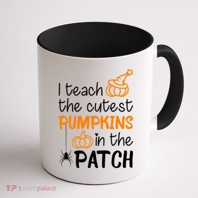 I Teach The Cutest Pumpkins in the Patch Halloween Teacher Coffee Mug back