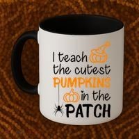 I Teach The Cutest Pumpkins in the Patch Halloween Teacher Coffee Mug thumb 2