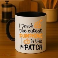 I Teach The Cutest Pumpkins in the Patch Halloween Teacher Coffee Mug thumb 4
