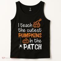 I Teach The Cutest Pumpkins in the Patch Halloween Teacher Tank Top thumb 2