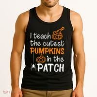 I Teach The Cutest Pumpkins in the Patch Halloween Teacher Tank Top thumb 3