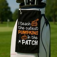 I Teach The Cutest Pumpkins in the Patch Halloween Teacher Golf Towel thumb 2