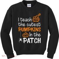 I Teach The Cutest Pumpkins in the Patch Halloween Teacher Kids Sweatshirt thumb 0