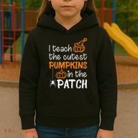 I Teach The Cutest Pumpkins in the Patch Halloween Teacher Kids Hoodie thumb 3