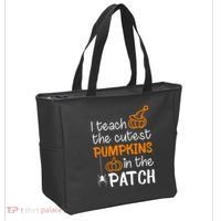 I Teach The Cutest Pumpkins in the Patch Halloween Teacher Tote Bag thumb 2