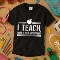 I Teach What's Your Super Power Funny Kids T-Shirt thumb 3