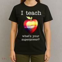 I Teach What's Your Superpower? Teachers Apple T-Shirt thumb 4