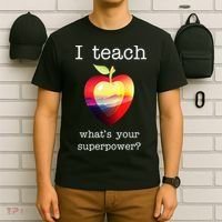 I Teach What's Your Superpower? Teachers Apple T-Shirt thumb 6