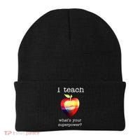 I Teach What's Your Superpower? Teachers Apple Beanie thumb 0