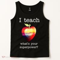 I Teach What's Your Superpower? Teachers Apple Tank Top thumb 2