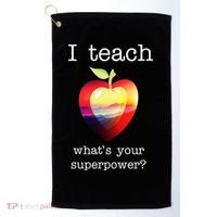 I Teach What's Your Superpower? Teachers Apple Golf Towel thumb 0