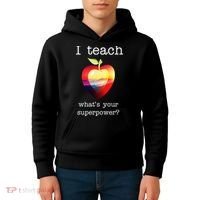 I Teach What's Your Superpower? Teachers Apple Kids Hoodie thumb 4