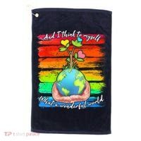 I Think To Myself What A Wonderful World Golf Towel thumb 0