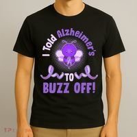 I Told Alzheimer's To Buzz Off Purple Ribbon Bee T-Shirt thumb 3