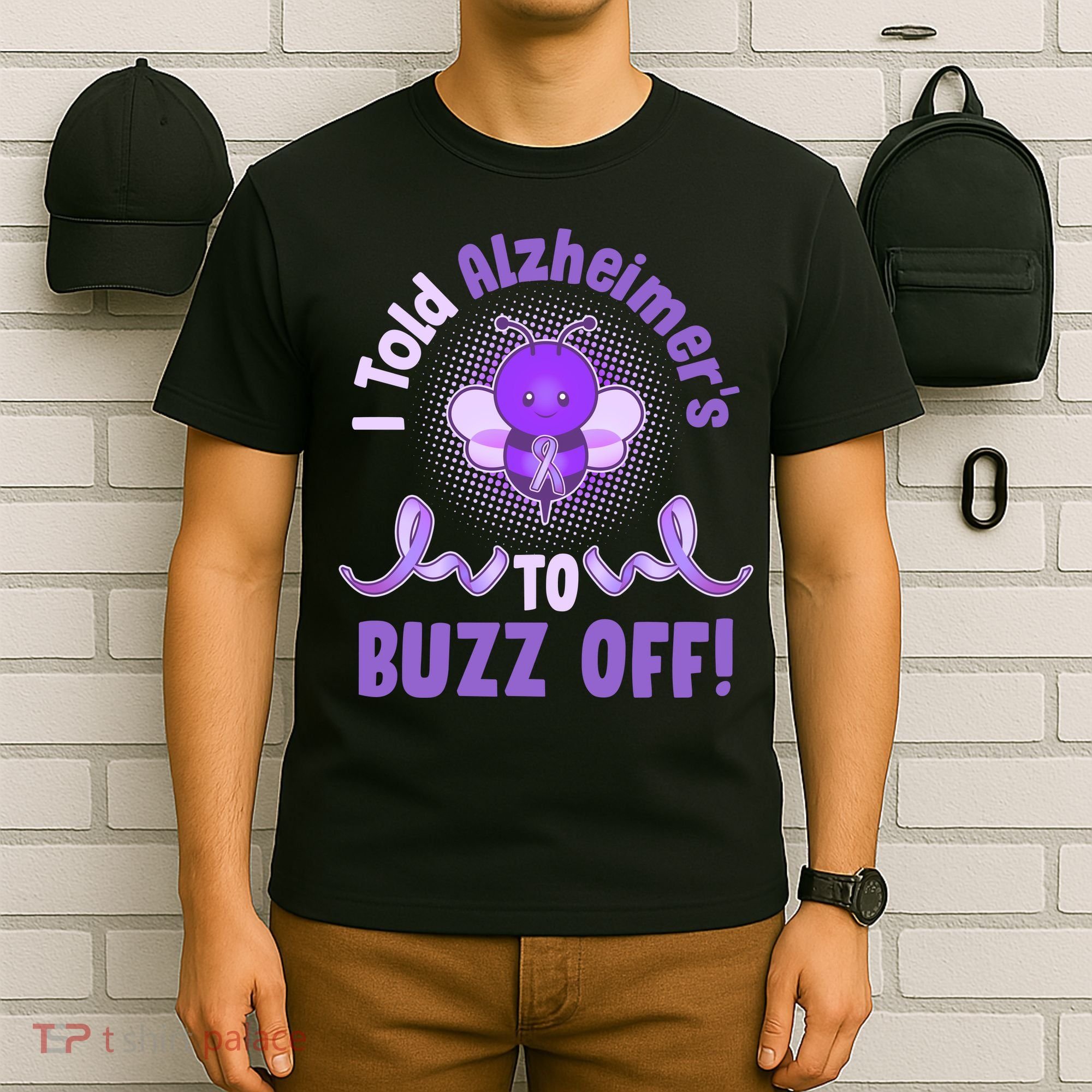 I Told Alzheimer's To Buzz Off Purple Ribbon Bee T-Shirt
