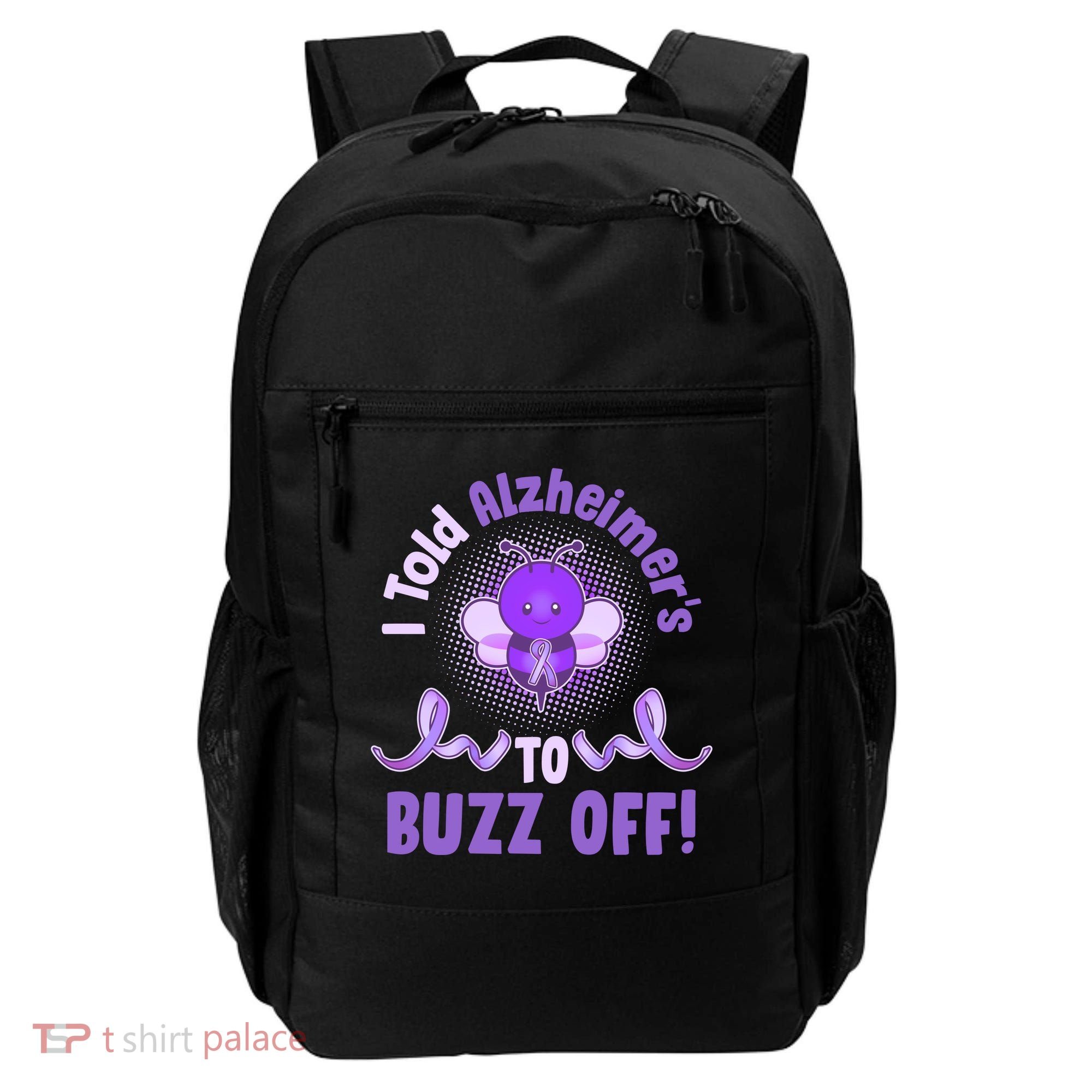 I Told Alzheimer's To Buzz Off Purple Ribbon Bee Backpack