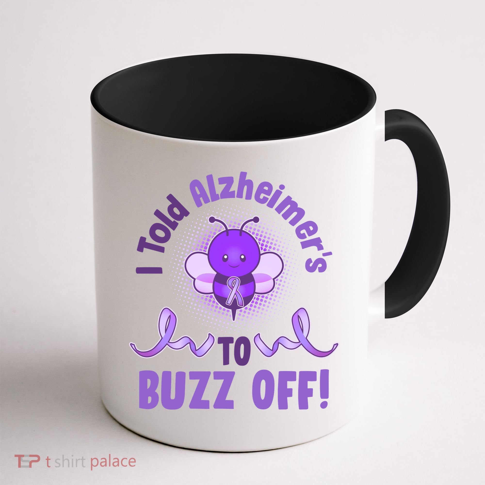 I Told Alzheimer's To Buzz Off Purple Ribbon Bee Coffee Mug