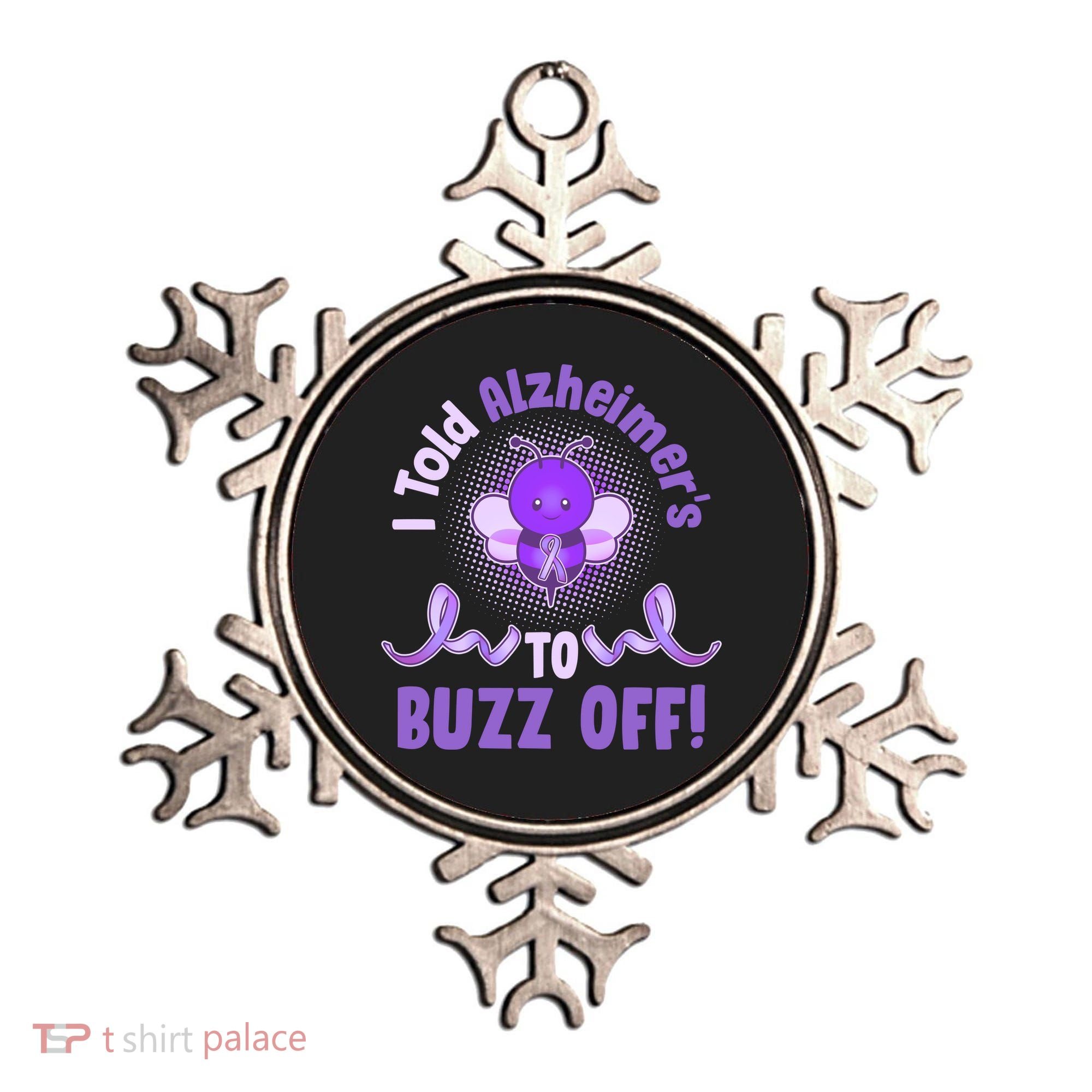 I Told Alzheimer's To Buzz Off Purple Ribbon Bee Ornament