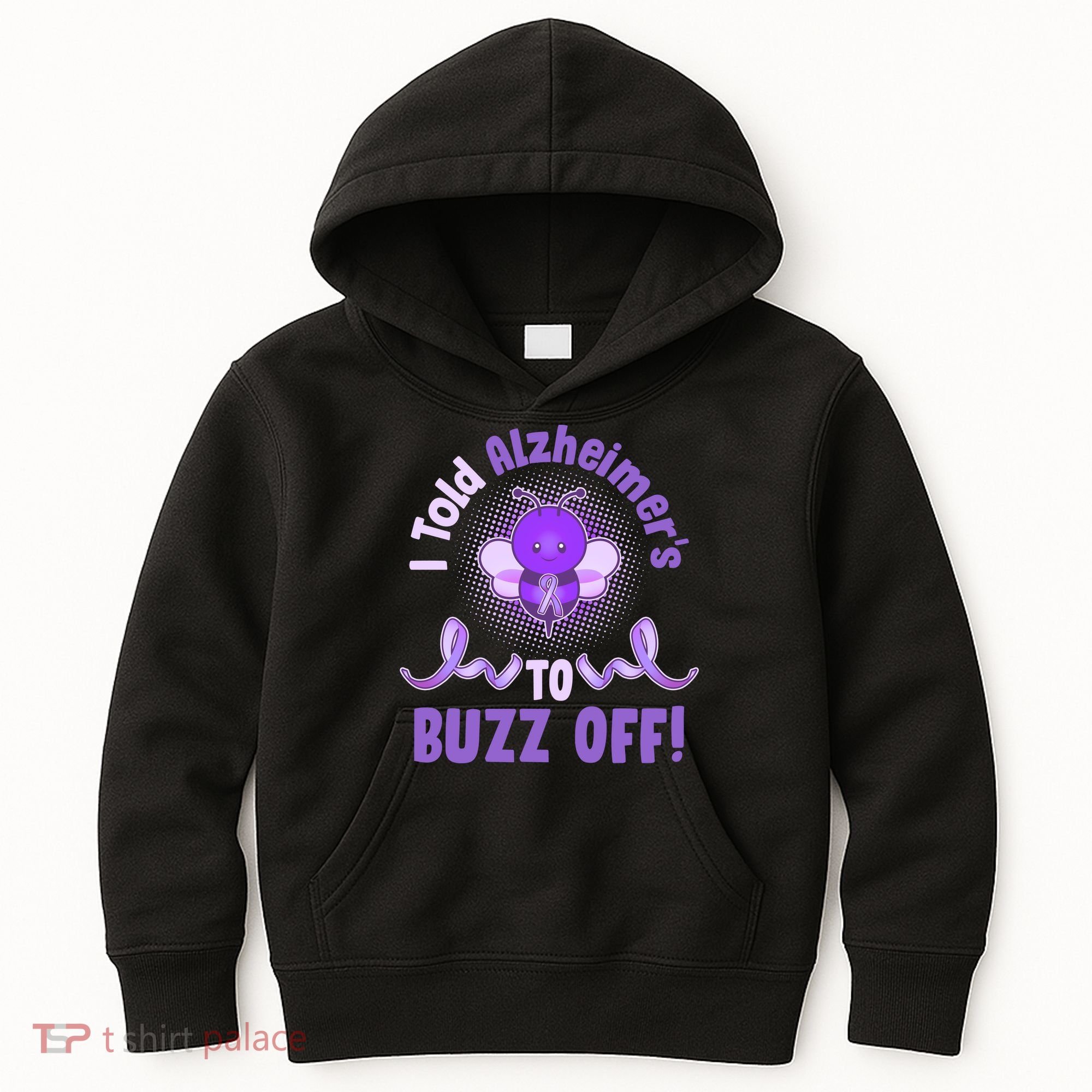 I Told Alzheimer's To Buzz Off Purple Ribbon Bee Kids Hoodie