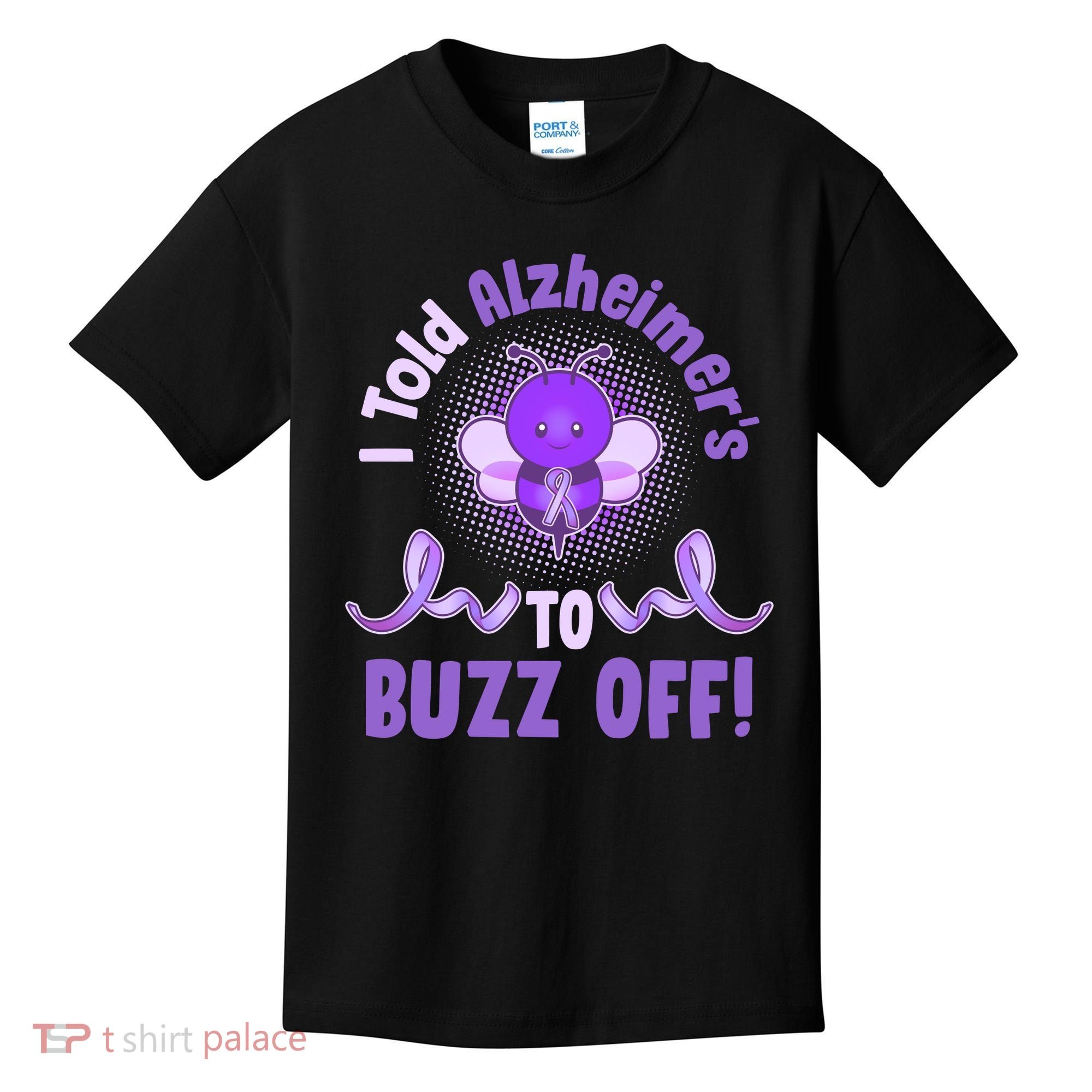 I Told Alzheimer's To Buzz Off Purple Ribbon Bee Kids T-Shirt