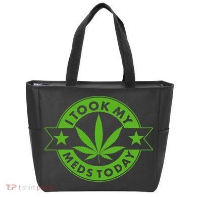 I Took My Meds Today Weed Emblem Tote Bag