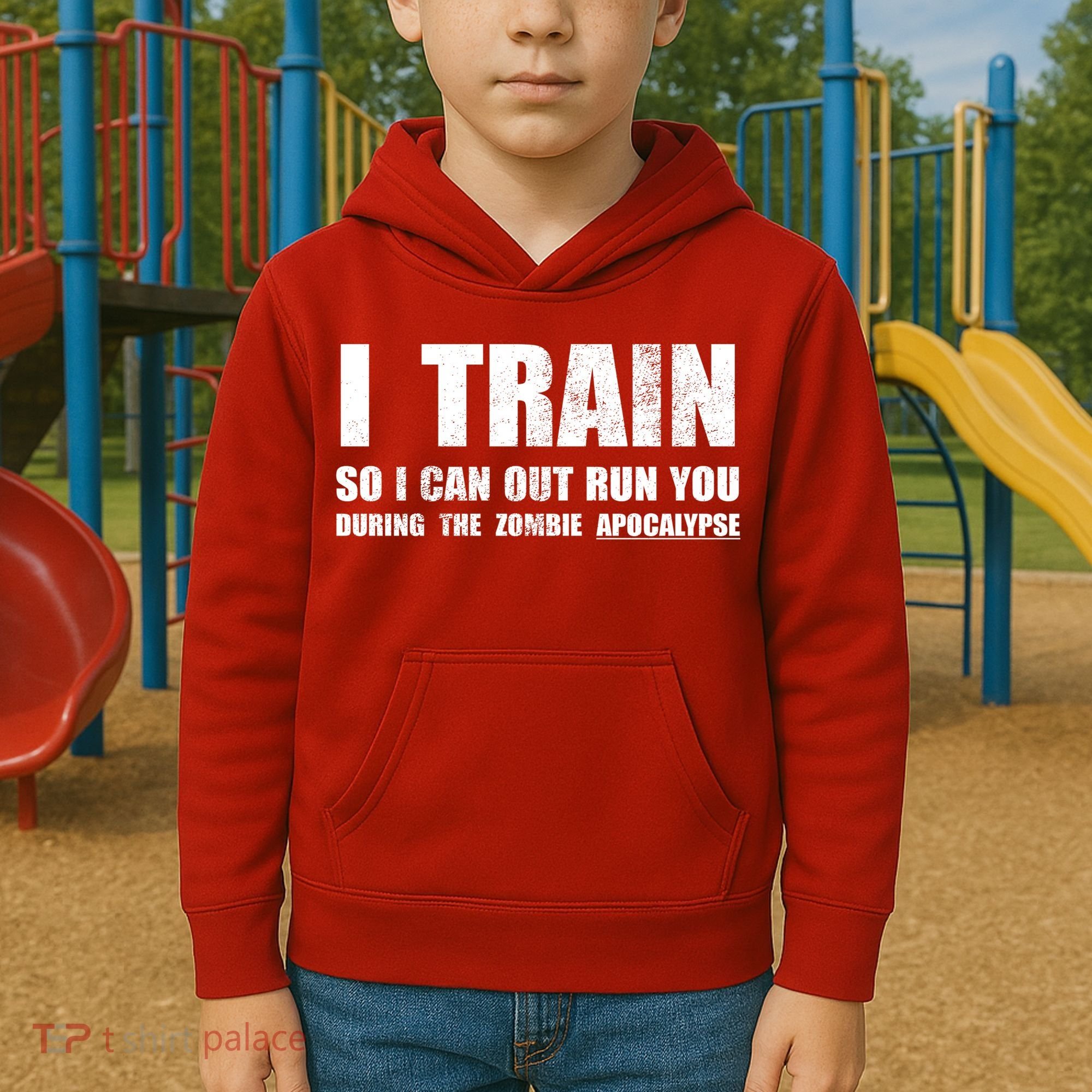 I Train So I Can Out Run You During A Zombie Apocalypse Kids Hoodie