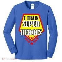 I Train Superheros Kids Long Sleeve Shirt thumb 0