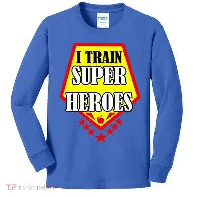 I Train Superheros Kids Long Sleeve Shirt