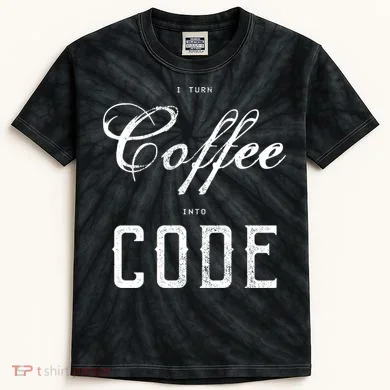 I Turn Coffee Into Code Kids Tie-Dye T-Shirt