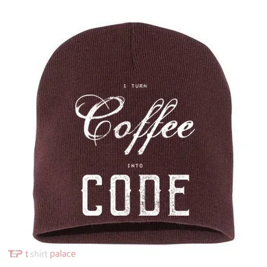 I Turn Coffee Into Code Short Acrylic Beanie