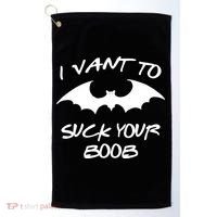I Vant To Suck Your Boobs Vampire Bat Halloween Golf Towel thumb 0