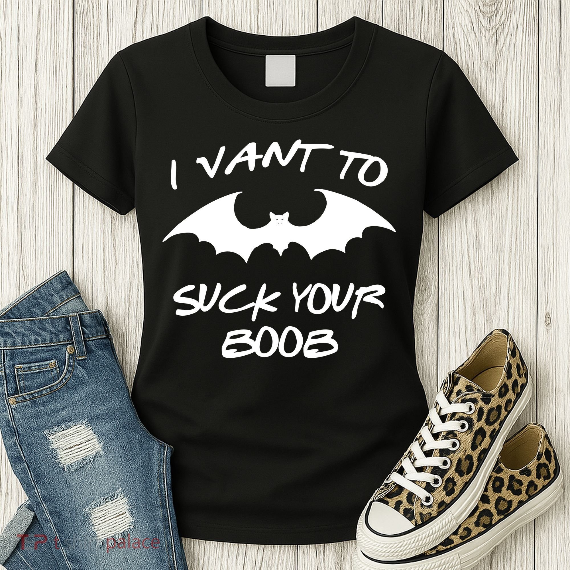 I Vant To Suck Your Boobs Vampire Bat Halloween Women's T-Shirt