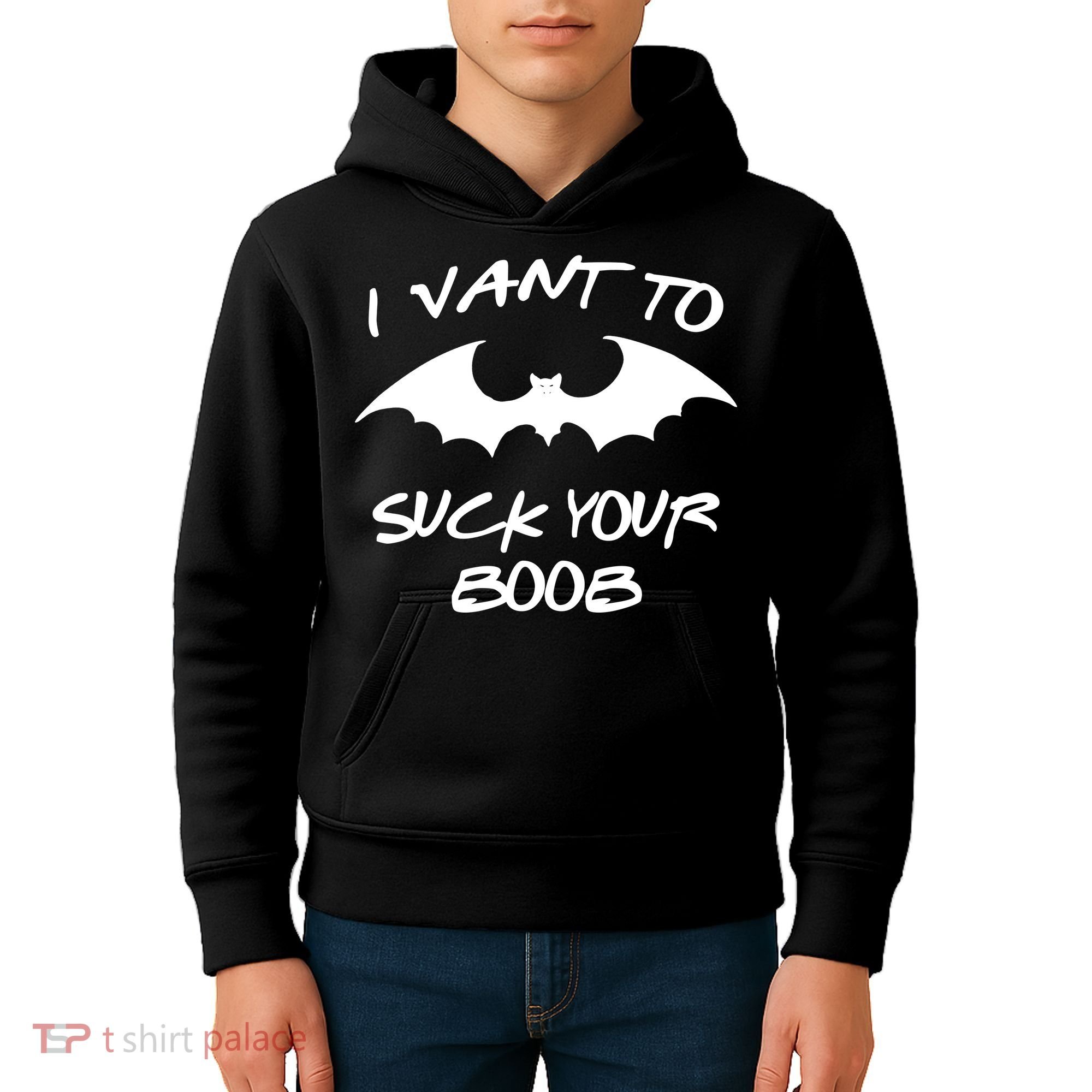I Vant To Suck Your Boobs Vampire Bat Halloween Kids Hoodie