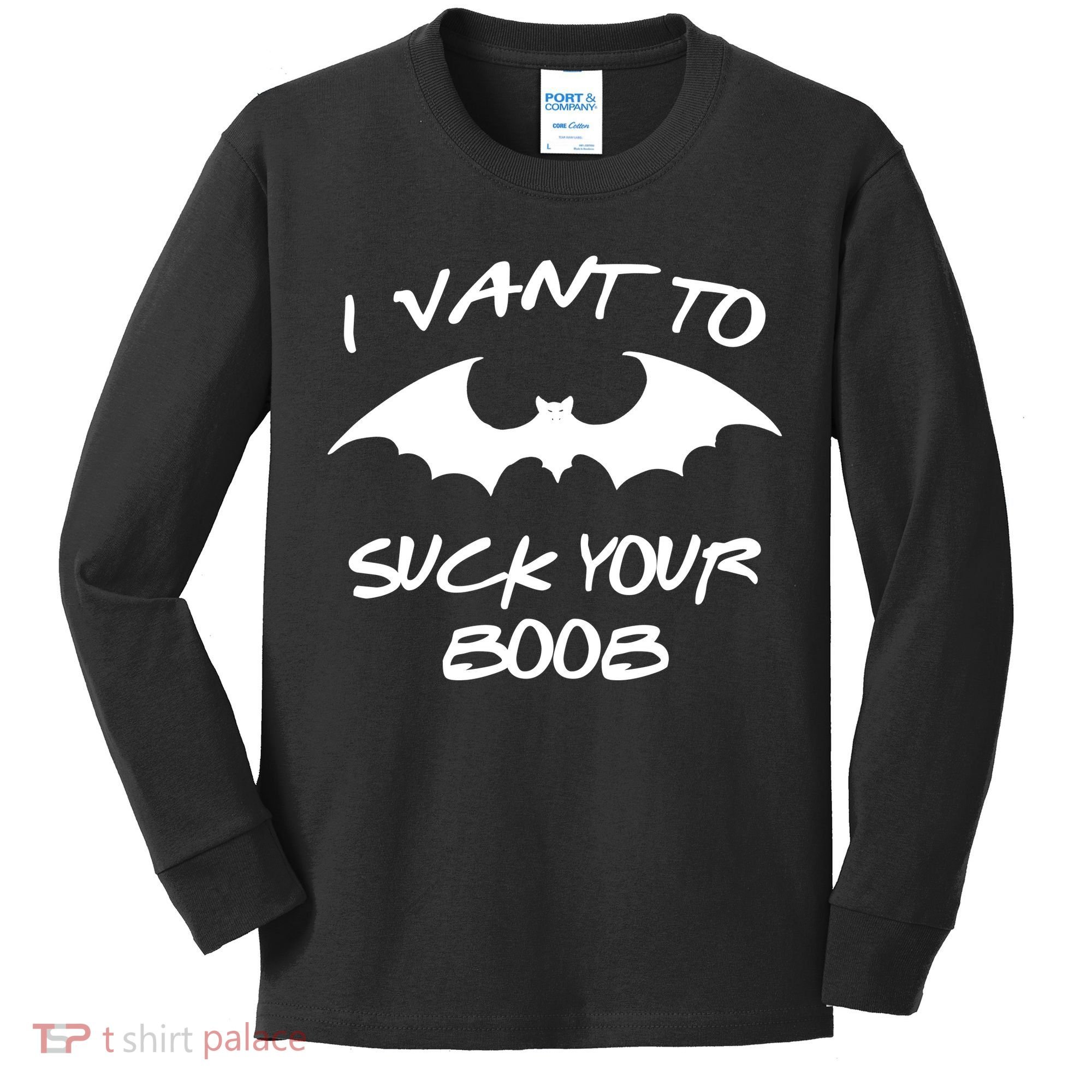 I Vant To Suck Your Boobs Vampire Bat Halloween Kids Long Sleeve Shirt