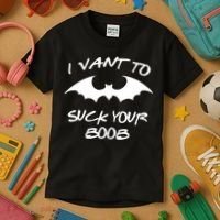 I Vant To Suck Your Boobs Vampire Bat Halloween Kids T-Shirt thumb 3