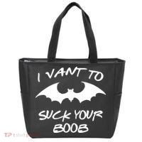 I Vant To Suck Your Boobs Vampire Bat Halloween Tote Bag thumb 0
