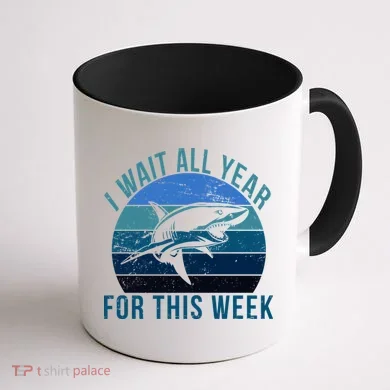 I Wait All Year For This Week Shark Coffee Mug back